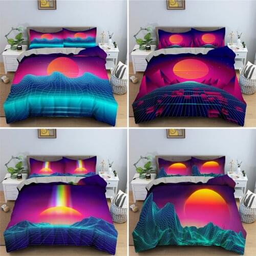 Abstract Sunset Pattern Duvet Cover Soft Microfiber Bedding Set Comforter Cover Full Queen King Bedclothes Pillowcases 2/3pcs