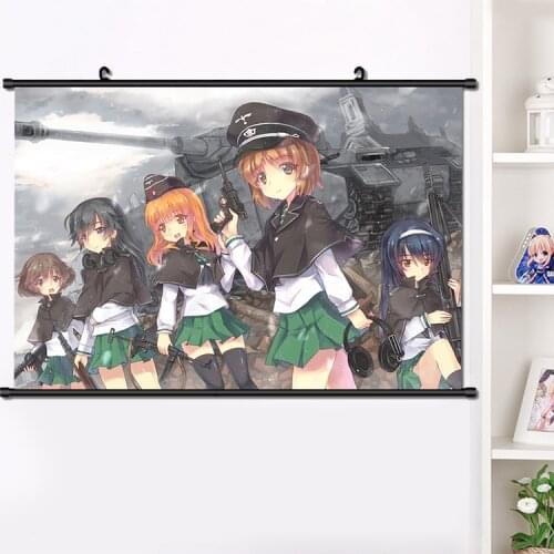 Anime GIRLS und PANZER Isuzu Hana Yukari Akiyama Reizei Mako Wall Scroll Mural Poster Wall Hanging Poster Home Decor 40×60cm