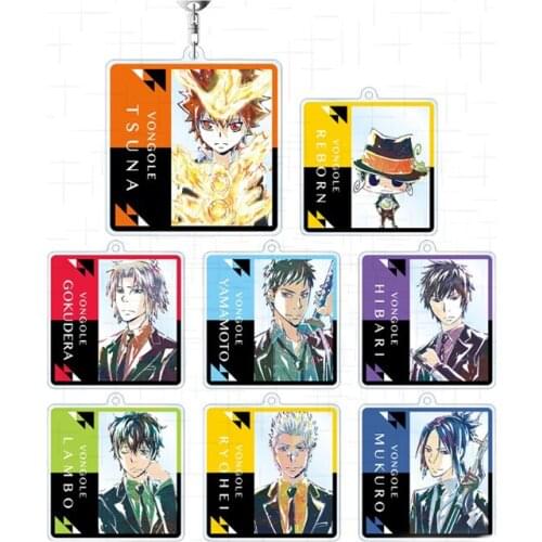 Anime HITMAN REBORN! Acrylic Square Keychain Pendant Toy Hibari Kyoya Gokudera Hayato Sawada Tsunayoshi Yamamoto Takeshi Gift