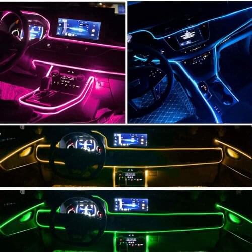 Car LED Interior Strip Light Multicolor RGB Sound Active Automobile Atmosphere Ambient Lighting Kit