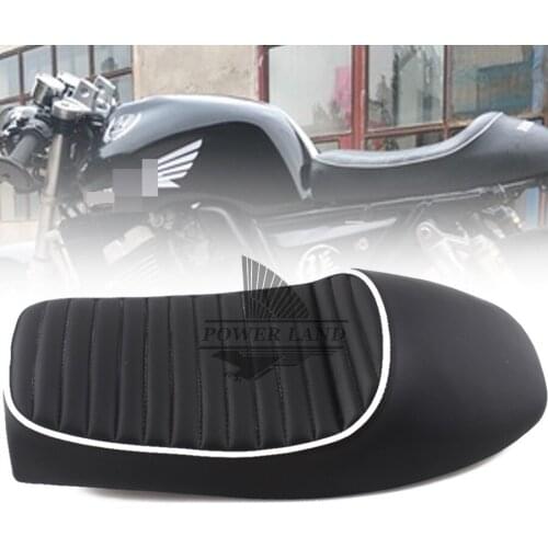 Black Retro Vintage Saddle Motorcycle Hump Cafe Racer PU Leather Seat Cushion Universal For Honda Yamaha Suzuki Harley Custom