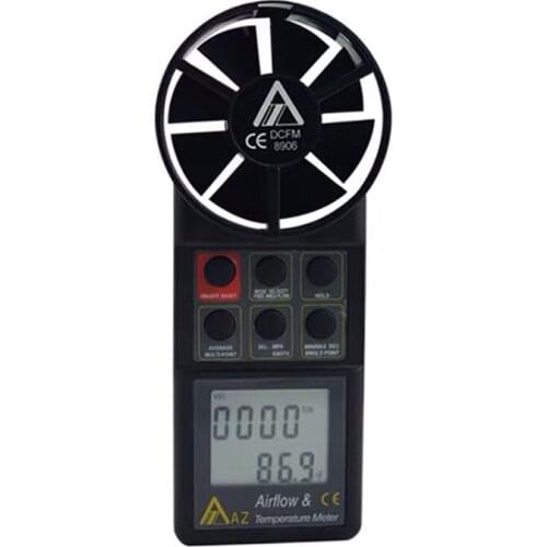 Digital AZ8906 Anemometer Air Volume Meter Air Flow Tester Range :0.4-35m/s with Temperature Sensor