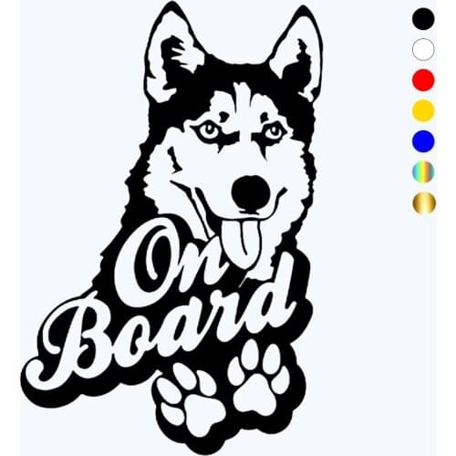 CK3137#14*21cm Husky on board reflective funny car sticker vinyl decal silver/black car auto stickers for bumper rear window