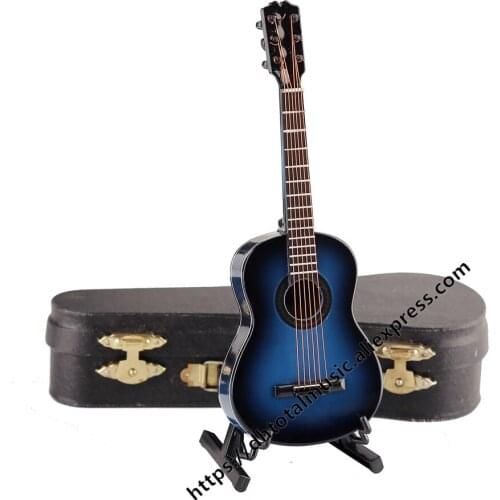 Wooden Handcrafted Miniature Guitar Model Guitar Display with Case and Stand Home Decoration Christmas Birthday Gift
