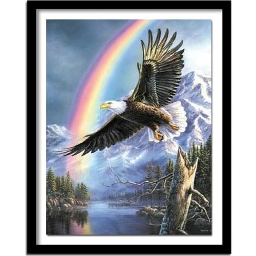 DIY Diamond Embroidery Eagle Flying Sky Snow Mountain Diamond Painting Cross Stitch Round Drill Decoration CJ1066