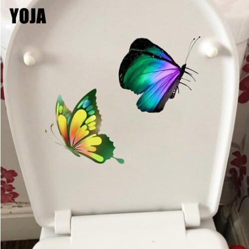 YOJA 24.2X18CM Double Butterfly Childern Bedroom Decor Cute Cartoon Wall Sticker Fashion Toilet Decals T1-2302