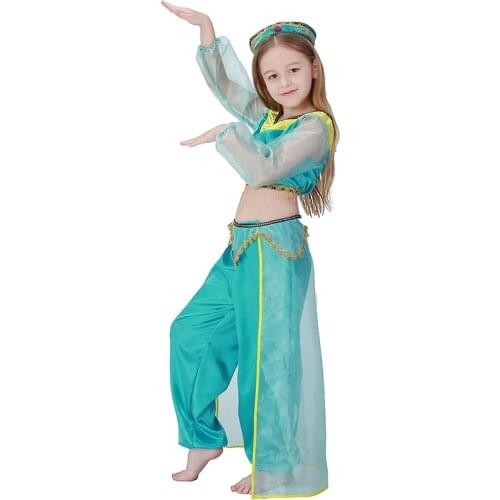 Girl Aladdins Lamp Jasmine Princess Costumes Cosplay For Kids Halloween Party Belly Dance Dress Allah Princess Costume