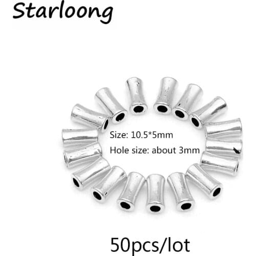 50pcs/lot antique silver plated zinc alloy round shape tube spacer beads connector DIY Jewelry making for bracelet necklace