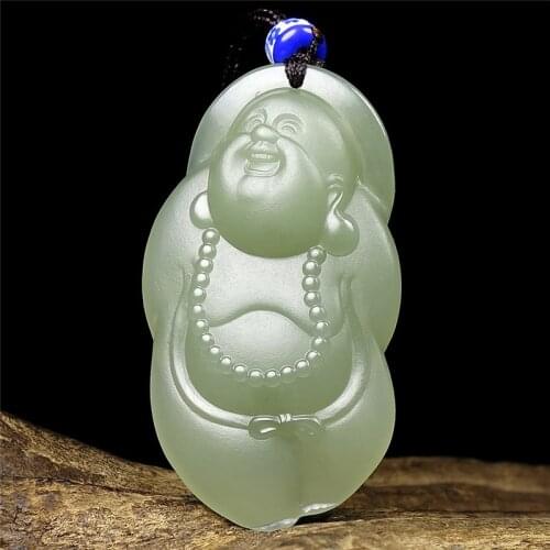 Natural A hetian jade double Hand-Carved jade Buddha green jade pendant jade necklace men pendants jewelry