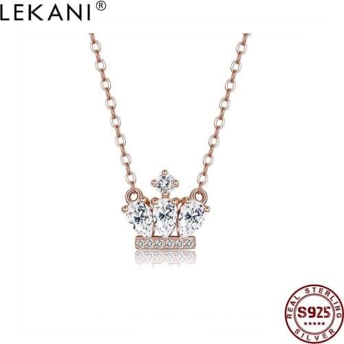 LEKANI S925 Sterling Silver Jewelry Crown Necklace Women Engagement Wedding Personalized Bride Vogue Jewelry NEW Style