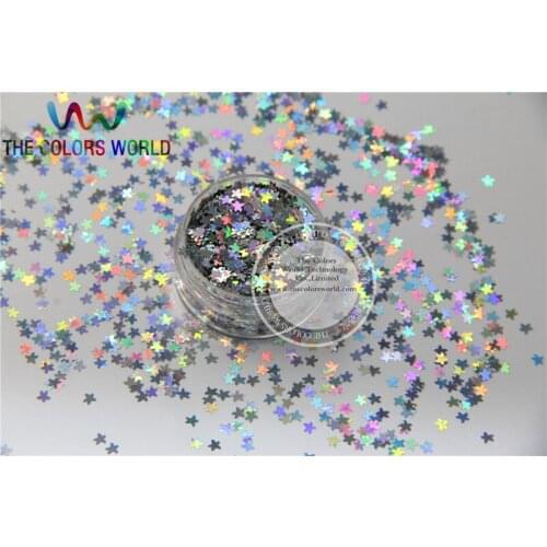 LSF-0 Starfish Shapes Glitter Size 3mm Solvent Resistant holographic Silver color paillette for Nail Art , DIY supplies1pack=50g