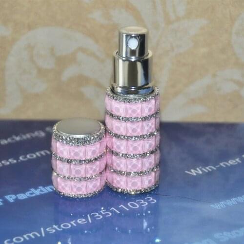 1 Piece10ml Refillable Pink Diamond Perfume Scent Atomizer Bottle Empty Spray Bottle Glass Cylinder Spray Perfume Bottle