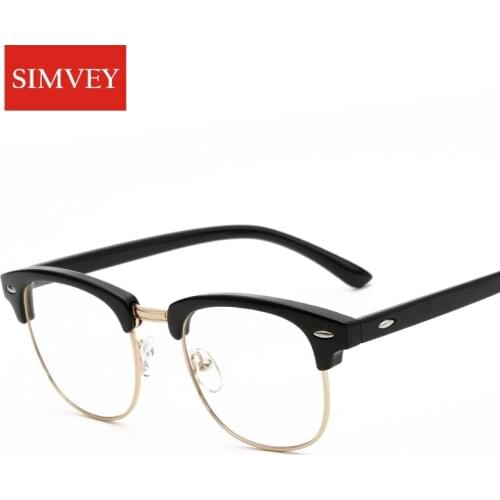 Simvey Fashion Korean Half Frame Glasses for Women Classic Brand Designer Retro Vintage Clear Lens Glasses Men Eyeglass Frames