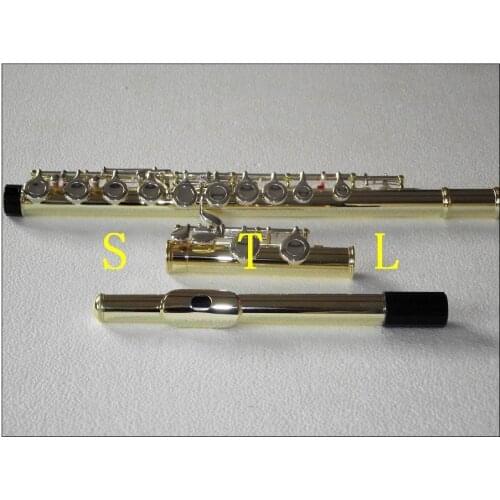 New 16 closed hole flute C key Gold lacquer Body with Silver plate Keys