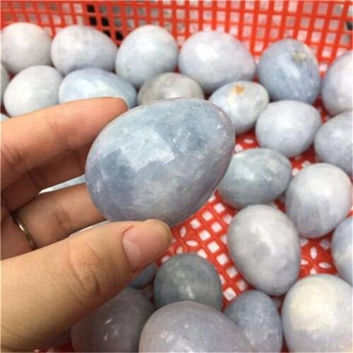 Wholesale natural carved blue celestite yoni egg crystal spiritual healing products for deoctaion