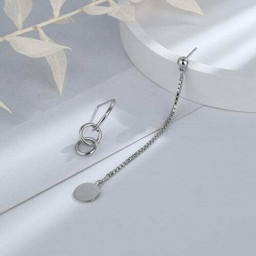 Origin Summer Hiphop Asymmetric Circle Metallic Dangle Earring for Women Girls Hollow Out Long Tassel Earring Jewellery