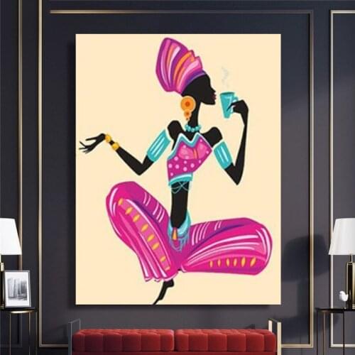 Full Square 5d Diy Diamond Painting African woman Drink Cross Stitch Diamond Embroidery Mosaic Diamond Pictures Of Rhinestones