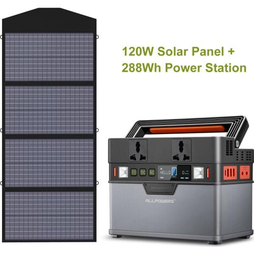 ALLPOWERS Portable Power Station 288Wh / 78000mAh Solar Generator with Foldable 1x120W Solar Panel for Outdoor Camping Fishing