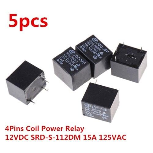 5Pcs/lot SRD-S-112DM 15A 125VAC 4Pins Coil Power Relay 12V DC Mini Power Relays Wholesale