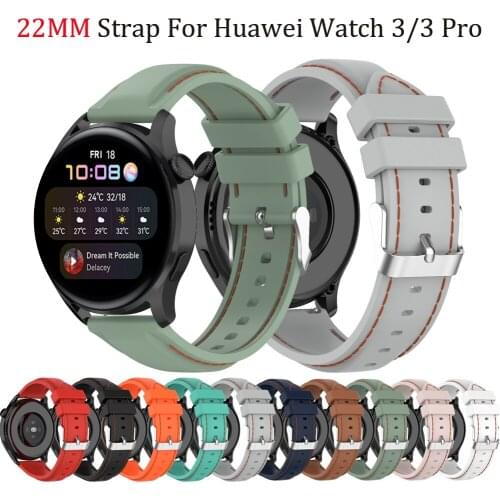 22mm Soft Silicone Band For Huawei Watch 3/3 Pro Samsung Galaxy watch 3 45mm active 2 Gear S3 Bracelet Huawei GT2 Pro 46MM strap