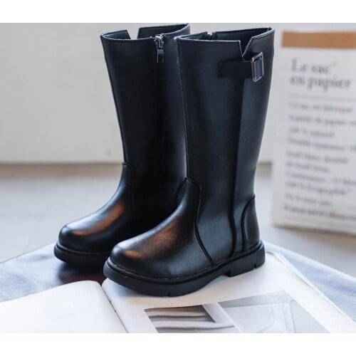 2020New Autumn Shoes Girls Winter Waterproof Leather Boots Children For Girls Princess Long Tube Children Boots10To12Years Heels