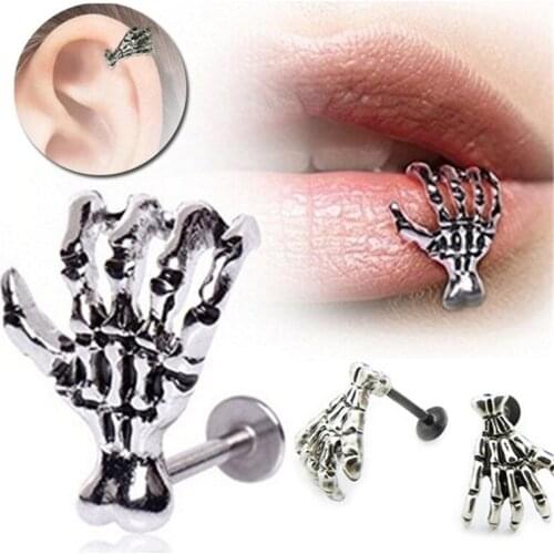 1/2PCS Hand Labret Lip Piercing Ring 16G Tragus Piercing Earring Cartilage Helix Piercing Labret Stud Conch Earring Lobe Jewelry