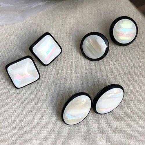 Non Piered White Oval Round Square Resin Ear Clip Earrings For Women Simple Big Geometric Ear Cuff Earring Jewelry