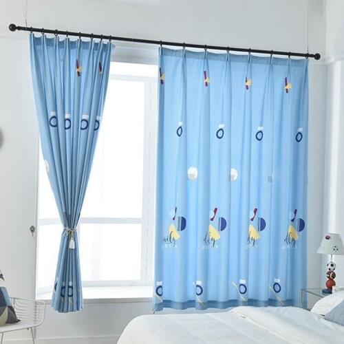 Nordic Window Curtains Blackout Curtain Printed Short Curtain Washable Shading Drapes for Living Room Bedroom Dormitory Decor