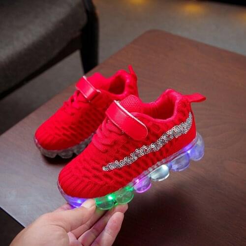 TELOTUNY Children Baby Girls Boys Sport Running shoes 2021 Autumn Mesh Breathable Bling Led Luminous Sneakers Kid Casual Shoes