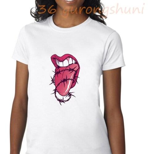 Tops Lipstick t-shirt gothic vintage Art mouth tshirt women t shirt Sexy Lips grunge aesthetic clothes streetwear dropshipping