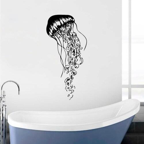 Jellyfish Vinyl Wall Decals Sea Ocean Animal Removable Wall Sticker Jellyfish Pattern Wall Art Murals Home Bathroom Decor AZ613