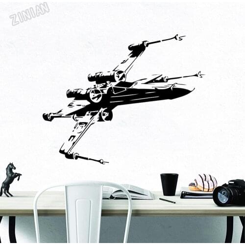 X-Wing Fighter Wall Decal Spaceship Vinyl Sticker Art Decor Mural Removable Teen Bedroom Wall Decals Decoration Y221