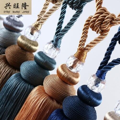 XWL 2Pcs Crystal Ball Curtain Tieback Hanging Rope Belts Strap Tassel Fringe Curtain Accessories Lashing Bind Tiebacks Decor