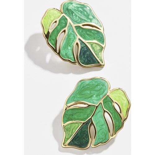 Vivid Leaves Dangle Earrings For Women Teens Girls Personalized Trendy Dripping Oil Statement Earrings Fashion Jewelry Gifts