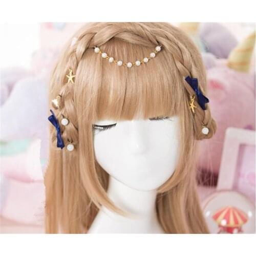 Japanese sweet lolita girl pearl shell starfish hairpin U shape hair clip hair accessorise B977