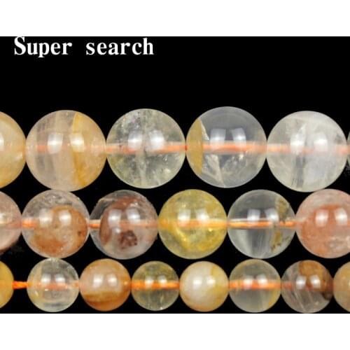 Yellow red Crystal Beads Loose Round Stone Beads For Jewelry Making DIY Bracelet Necklace Accessories 15inch 8 /10/12mm Strands
