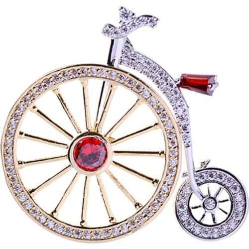 Blucome Cubic Zircon Rhinestone Bicycle Brooches For Women Girls Two Tone Luxurious Wedding Bridal Hijab Pins