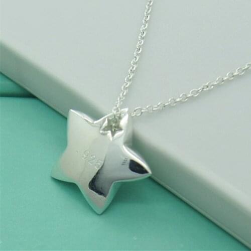 Women Star Pendant Necklace Fashion Jewelry Hot Sale Genuine 925 Sterling Silver for Girl Christmas Gift
