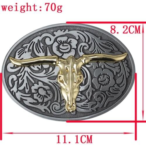 Golden Bull Head Belt Buckle Western Style Pattern Soleplate