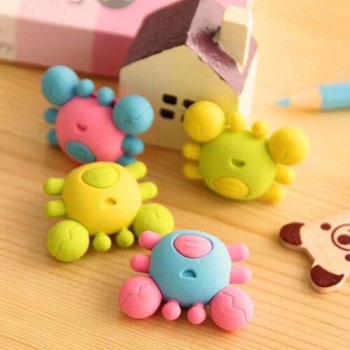 1pc cute animal cartoon crab rubber eraser diy kawaii pencil eraser for kids promotion gift stationery wholesale