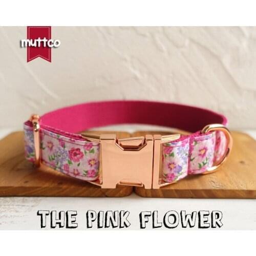 10pcs/lot MUTTCO handmade particular colorful collar THE PINK FLOWER fashionable glossy dog collars and leashes 5 sizes UDC048M