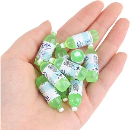 10Pcs 1:12 1:6 Dollhouse Miniature Green Drink Bottles Dolls Kitchen Accessories