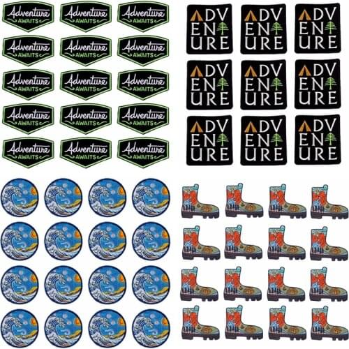 Prajna 10PCS Letter Parches Mountain Embroideried Patches for Clothes Iron On Patches For Clothing DIY Stripes Van Gogh Stickers