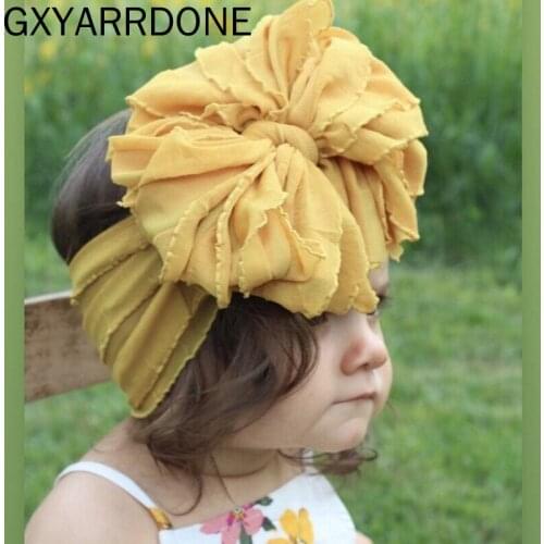 2020 New Baby Girls 5.5inch Bow Headband Turban Lace Bowknot Head Wraps Kids Newborn Haarband Top Knot Hairband Hair Accessories