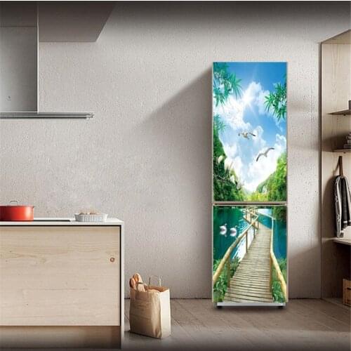 3d Door Sticker Print Picture Self Adhesive Waterproof Landscape Wallpaper Home Fridge Decor Wall Art Living Room Plant Paste