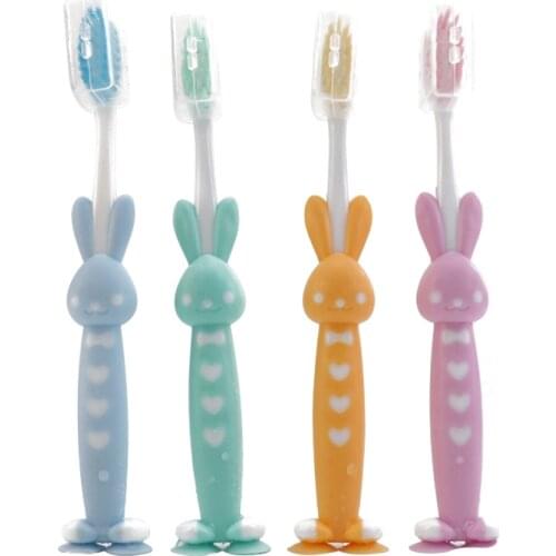 4pcs/Set Household Cartoon Toothbrush Children Bamboo Charcoal Soft Hair Set Silicone Cute Clean Brushing Teeth Toothbrush