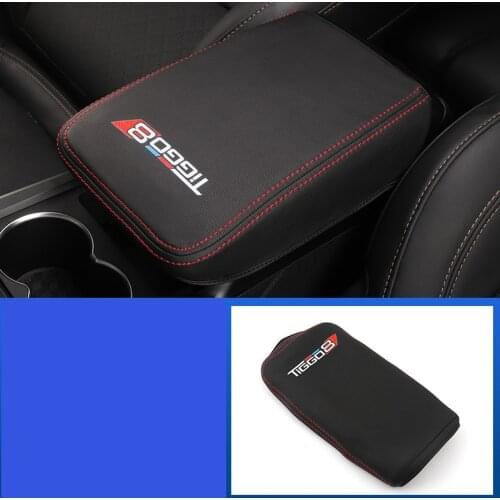 Lsrtw2017 Carbon Fiber Leather Car Armrest Cover Pad Rear Armrest Box Anti-kick Mat for Chery Tiggo 8 2018 2019 2020 Accessories