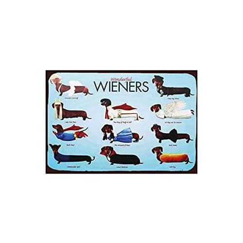 Bernice Blechschild Wonderful Wieners (Dackel) Metallschild Wanddeko Tinned Iron Logo, Color Home Classic Retro 20x30cm