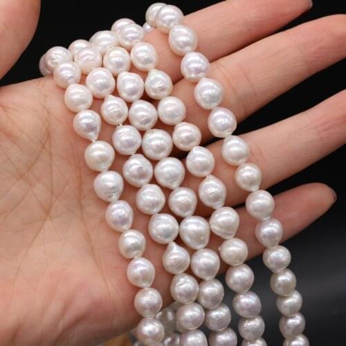 Real Natural Pearl Beads Irregular Round Freshwater Baroque Pearls for DIY Craft Necklace Bracelet Jewelry Making Strand 14