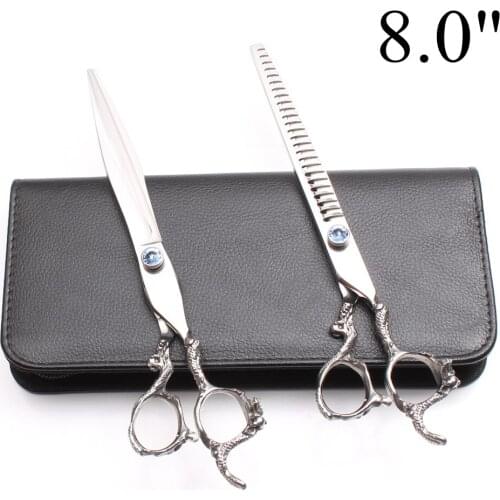 C9006 8.0" JP 440C Customized Logo Grooming Scissors Straight Shears Thinning Scissors Puppy Scissors Professional Pets Scissors